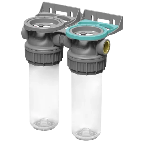 Ecosoft 3P Grey Duplex 10" filter housing, connection ½"